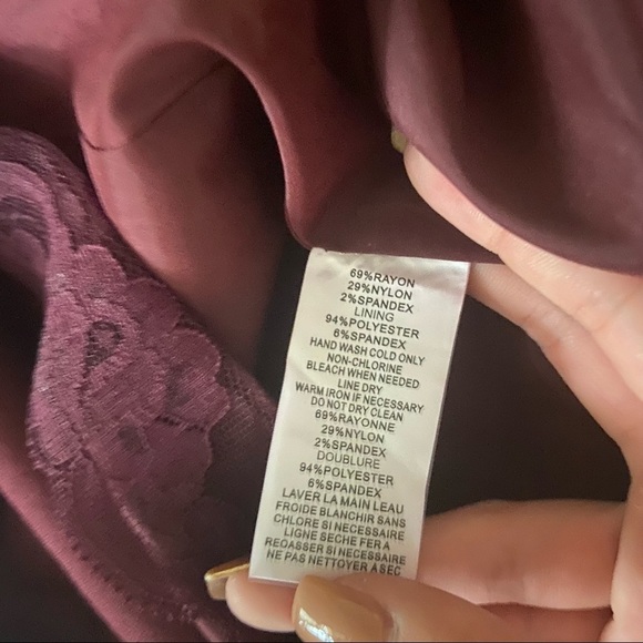 Trina Turk Dark Red Bell Sleeve Studded Turtleneck Mini Cocktail Dress - Picture 6 of 8